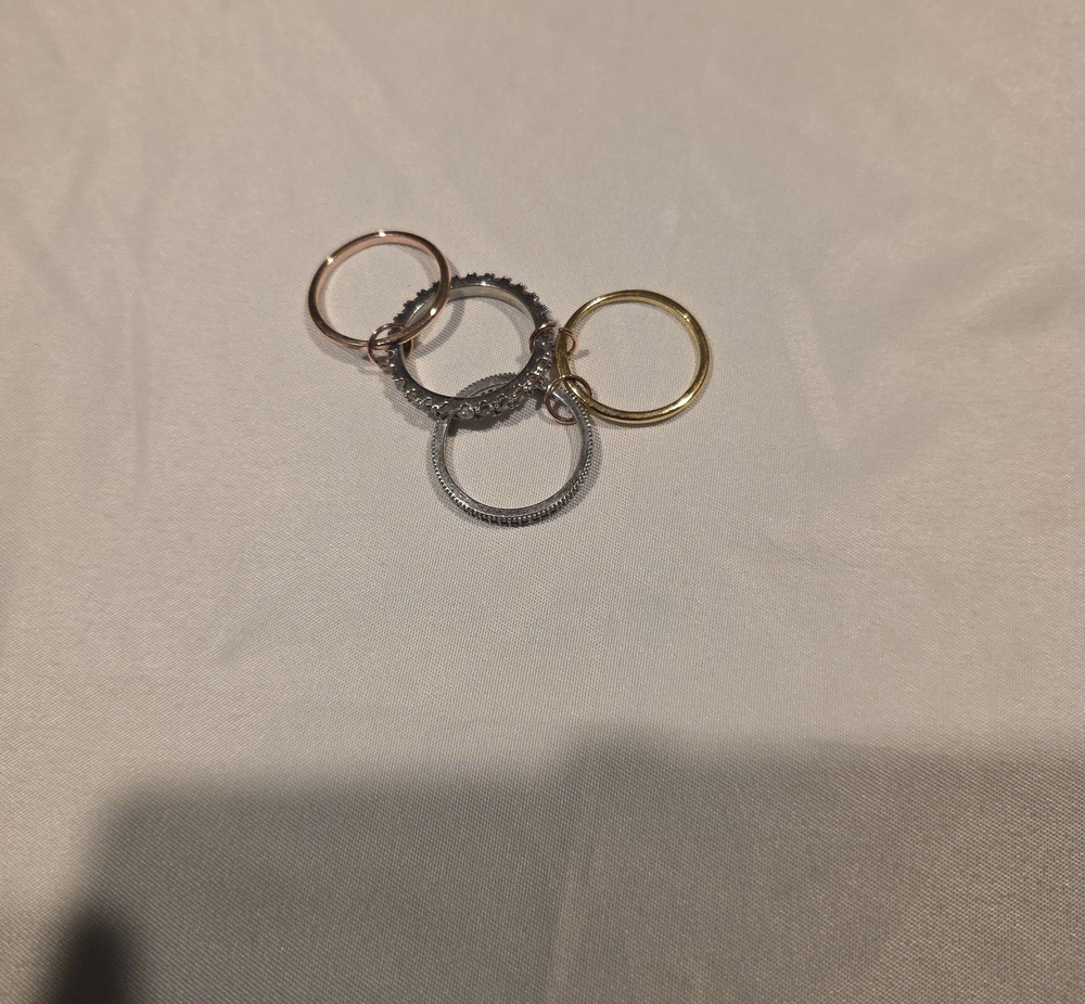 Mixed Metal Stacking Rings Set - Gold, Rose Gold & Silver